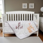 Product: JHLCARPET - 3pcs Safari World Baby Crib Bedding Set (Quilt, Fitted Crib Sheet, Crib Skirt)