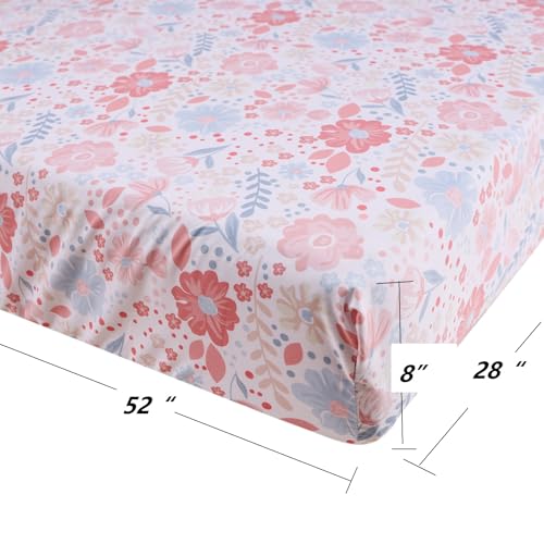 Product: JHLCARPET Animals 3pcs Baby Crib Bedding Set (Quilt, Fitted Crib Sheet, Crib Skirt) Pink Nursery Bedding Set for Girls Crib Bedding Sets for Girls (Fox)