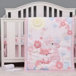 Product: JHLCARPET Animals 3pcs Baby Crib Bedding Set (Quilt, Fitted Crib Sheet, Crib Skirt) Pink Nursery Bedding Set for Girls Crib Bedding Sets for Girls (Fox)