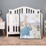 Product: JHLCARPET Baby Crib Bedding Set, Nursery Quilt, 3 Pieces Set (Sunny Jungle)