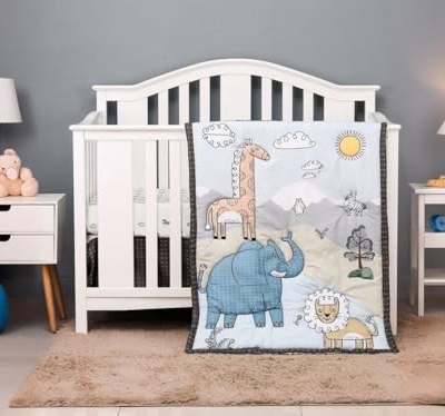 Product: JHLCARPET Baby Crib Bedding Set, Nursery Quilt, 3 Pieces Set (Sunny Jungle)