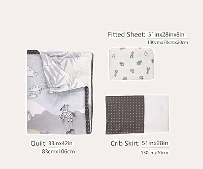 Baby Crib Bedding Set, 3 Piece Nursery Quilt, Ocean Life Aqua Blue Fish Sea Turtle, 52x28x8cm 7 Product: JHLCARPET Baby Crib Bedding Set, Nursery Quilt, 3 Pieces Set (Sunny Jungle)