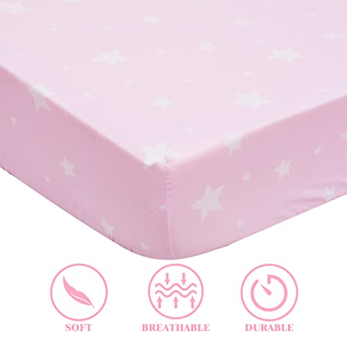 Crib Bedding Set, Pink Flowers Nursery Bedding, 3 Piece Microfiber Quilt Sheet Pillowcase, 33x42 52x28 13x18 5 Product: JISEN 3 Piece Crib Bedding Set Crib Quilt Crib Sheet Pillowcase - Soft Microfiber Printed Nursery Set for Baby Boys or Girls Pink Flowers