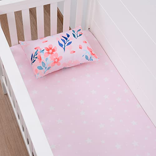 Crib Bedding Set, Pink Flowers Nursery Bedding, 3 Piece Microfiber Quilt Sheet Pillowcase, 33x42 52x28 13x18 3 Product: JISEN 3 Piece Crib Bedding Set Crib Quilt Crib Sheet Pillowcase - Soft Microfiber Printed Nursery Set for Baby Boys or Girls Pink Flowers
