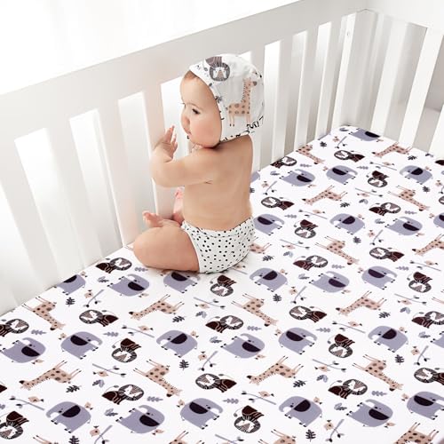 Product: JISEN 3 Piece Crib Bedding Set Soft Baby Crib Bedding Set Jungle Animals Crib Comforter Set - Comforter Crib Sheet Pillowcase Grey Nursery Bedding Sets for Baby Girls or Boys