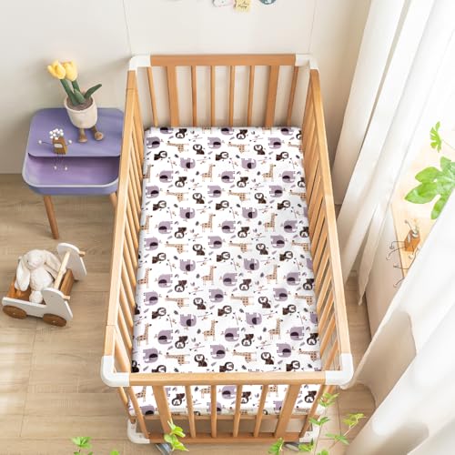 Product: JISEN 3 Piece Crib Bedding Set Soft Baby Crib Bedding Set Jungle Animals Crib Comforter Set - Comforter Crib Sheet Pillowcase Grey Nursery Bedding Sets for Baby Girls or Boys