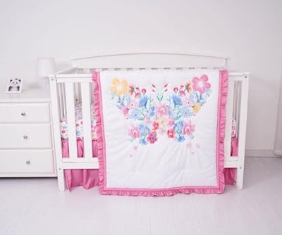 Product: KIDDOS 3-Piece Baby Crib Bedding Set for Girls| Luxury Microfiber |Baby Crib Bedding Sets Include Comforter, Crib Sheet and Bed Skirt | (Butterfly Floral)