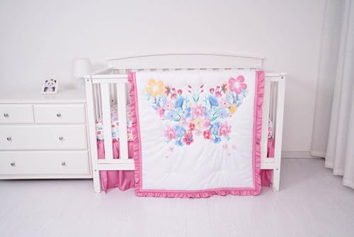 Product: KIDDOS 3-Piece Baby Crib Bedding Set for Girls| Luxury Microfiber |Baby Crib Bedding Sets Include Comforter, Crib Sheet and Bed Skirt | (Butterfly Floral)