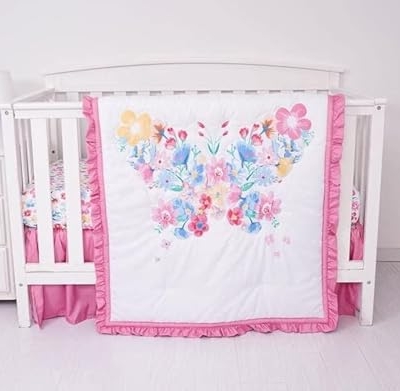 Product: KIDDOS 3-Piece Baby Crib Bedding Set for Girls| Luxury Microfiber |Baby Crib Bedding Sets Include Comforter, Crib Sheet and Bed Skirt | (Butterfly Floral)