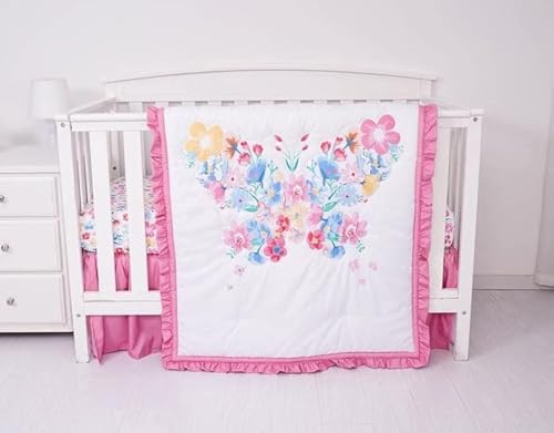 Product: KIDDOS 3-Piece Baby Crib Bedding Set for Girls| Luxury Microfiber |Baby Crib Bedding Sets Include Comforter, Crib Sheet and Bed Skirt | (Butterfly Floral)