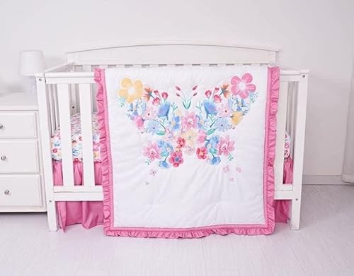 Product: KIDDOS 3-Piece Baby Crib Bedding Set for Girls| Luxury Microfiber |Baby Crib Bedding Sets Include Comforter, Crib Sheet and Bed Skirt | (Butterfly Floral)