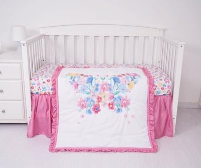 Product: KIDDOS 3-Piece Baby Crib Bedding Set for Girls| Luxury Microfiber |Baby Crib Bedding Sets Include Comforter, Crib Sheet and Bed Skirt | (Butterfly Floral)