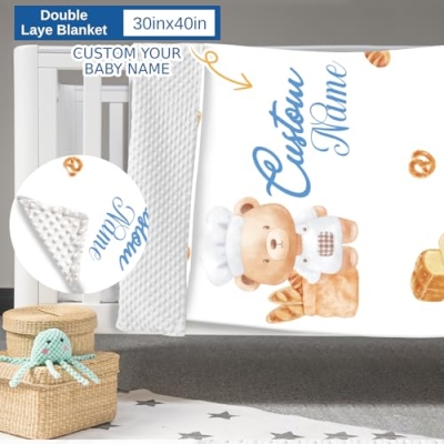Product: Kryvoxc Personalized Baby Bedding Set, 5 Pcs Custom Baby Crib Sets with Name, Bear Bread Toddler Bedding Set for Baby Girls Boys, Double Layer Nursery Bundle​​, Customized Gifts for Infants Kids