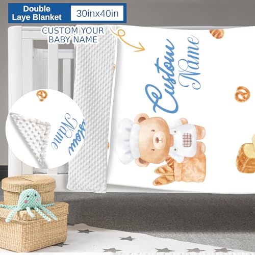 Product: Kryvoxc Personalized Baby Bedding Set, 5 Pcs Custom Baby Crib Sets with Name, Bear Bread Toddler Bedding Set for Baby Girls Boys, Double Layer Nursery Bundle​​, Customized Gifts for Infants Kids