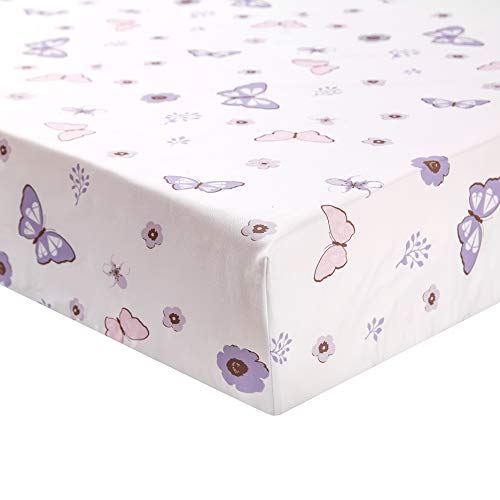 Product: La Premura 3-Piece Purple Butterfly Baby Crib Bedding Set for Girls, Lilac Standard Size Crib Set for Baby Girl, Comforter, Fitted Sheet, and Dust Ruffle Skirt, Baby Nursery Floral Design for Girls