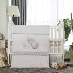Product: La Premura Baby Crib Bedding Set for Boys, Gray Elephants & Puppy 3 Piece Standard Size Grey Crib Set, Fitted Sheet, Quilt & Skirt, Unisex Nursey Bedding and Neutral Decor