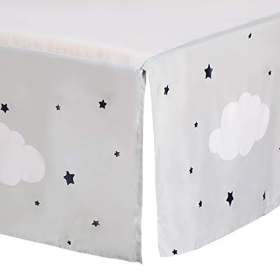 Sleeping Moon 3 Piece Crib Bedding Set, Blue Grey Quilt Fitted Sheet Crib Skirt, Calm Celestial Nursery 32x42in 14 Product: La Premura Sleeping Moon Baby Nursery Crib Bedding Set, 3 Piece Standard Size Crib Bedding Set, Blue and Grey