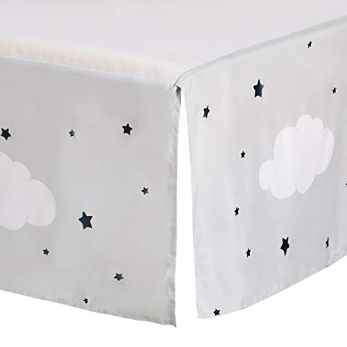 Sleeping Moon 3 Piece Crib Bedding Set, Blue Grey Quilt Fitted Sheet Crib Skirt, Calm Celestial Nursery 32x42in 5 Product: La Premura Sleeping Moon Baby Nursery Crib Bedding Set, 3 Piece Standard Size Crib Bedding Set, Blue and Grey