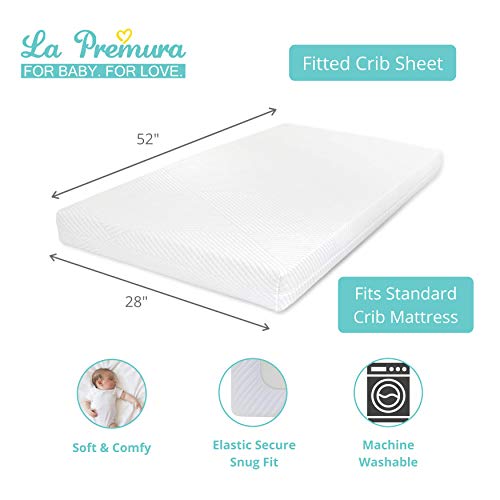 Sleeping Moon 3 Piece Crib Bedding Set, Blue Grey Quilt Fitted Sheet Crib Skirt, Calm Celestial Nursery 32x42in 4 Product: La Premura Sleeping Moon Baby Nursery Crib Bedding Set, 3 Piece Standard Size Crib Bedding Set, Blue and Grey