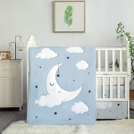 Product: La Premura Sleeping Moon Baby Nursery Crib Bedding Set, 3 Piece Standard Size Crib Bedding Set, Blue and Grey