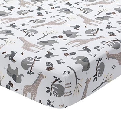 Lambs & Ivy Jungle Animals Gray White Taupe Crib Bedding Set, 4 Piece Nursery Quilt, Fitted Sheet, Skirt, Wall Decals 0cm 11 Product: Lambs & Ivy Baby Jungle Animals 4-Piece Gray/White/Taupe Crib Bedding Set
