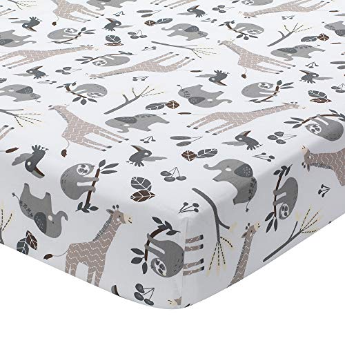 Lambs & Ivy Jungle Animals Gray White Taupe Crib Bedding Set, 4 Piece Nursery Quilt, Fitted Sheet, Skirt, Wall Decals 0cm 4 Product: Lambs & Ivy Baby Jungle Animals 4-Piece Gray/White/Taupe Crib Bedding Set