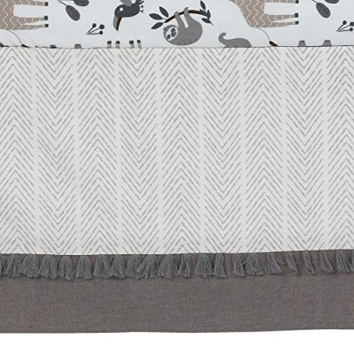 Lambs & Ivy Jungle Animals Gray White Taupe Crib Bedding Set, 4 Piece Nursery Quilt, Fitted Sheet, Skirt, Wall Decals 0cm 12 Product: Lambs & Ivy Baby Jungle Animals 4-Piece Gray/White/Taupe Crib Bedding Set