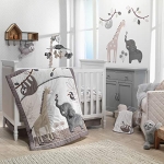 Product: Lambs & Ivy Baby Jungle Animals 4-Piece Gray/White/Taupe Crib Bedding Set