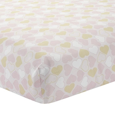 Lambs & Ivy Baby Love Pink Gold Heart 4 Piece Girl Crib Bedding Set, Quilt Fitted Sheet Crib Skirt Diaper Holder, 28x52 11 Product: Lambs & Ivy Baby Love Pink/Gold Girl Heart 4 Piece Crib Bedding Set
