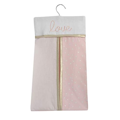 Lambs & Ivy Baby Love Pink Gold Heart 4 Piece Girl Crib Bedding Set, Quilt Fitted Sheet Crib Skirt Diaper Holder, 28x52 13 Product: Lambs & Ivy Baby Love Pink/Gold Girl Heart 4 Piece Crib Bedding Set