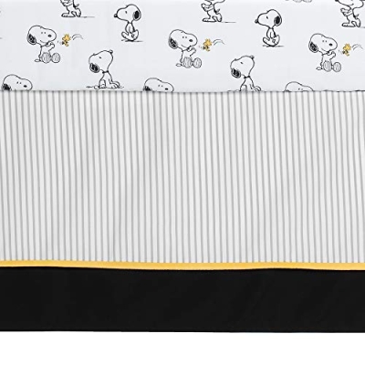 Lambs & Ivy Classic Snoopy 3 Piece Baby Crib Bedding Set, White Black Gray Nursery, 3 Piece Set 15 Product: Lambs & Ivy Classic Snoopy White/Black/Gray 3-Piece Baby Crib Bedding Set