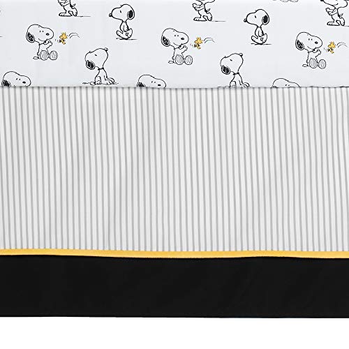 Lambs & Ivy Classic Snoopy 3 Piece Baby Crib Bedding Set, White Black Gray Nursery, 3 Piece Set 6 Product: Lambs & Ivy Classic Snoopy White/Black/Gray 3-Piece Baby Crib Bedding Set