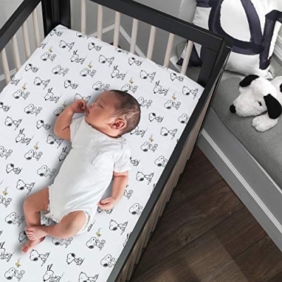 Lambs & Ivy Classic Snoopy 3 Piece Baby Crib Bedding Set, White Black Gray Nursery, 3 Piece Set 14 Product: Lambs & Ivy Classic Snoopy White/Black/Gray 3-Piece Baby Crib Bedding Set