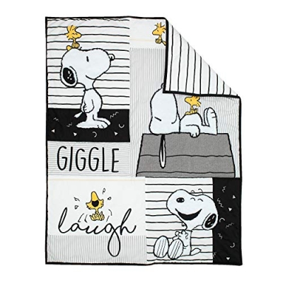 Lambs & Ivy Classic Snoopy 3 Piece Baby Crib Bedding Set, White Black Gray Nursery, 3 Piece Set 11 Product: Lambs & Ivy Classic Snoopy White/Black/Gray 3-Piece Baby Crib Bedding Set