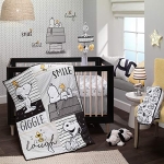 Product: Lambs & Ivy Classic Snoopy White/Black/Gray 3-Piece Baby Crib Bedding Set