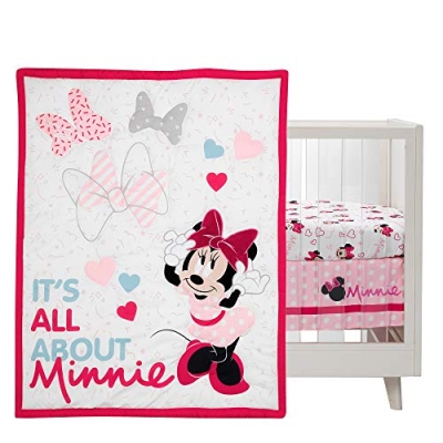 Minnie Mouse Pink Disney Crib Bedding Set, 3 Piece Nursery Quilt Sheet Skirt, Baby Girl 20.5cm 10 Product: Lambs & Ivy Disney Baby Minnie Mouse Love 3-Piece Pink Nursery Crib Bedding Set