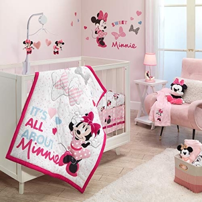 Product: Lambs & Ivy Disney Baby Minnie Mouse Love 3-Piece Pink Nursery Crib Bedding Set
