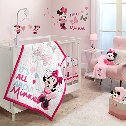 Lambs & Ivy Disney Baby Minnie Mouse Love 3-Piece Pink Nursery Crib Bedding Set - Crib Bedding Sets Product: Lambs & Ivy Disney Baby Minnie Mouse Love 3-Piece Pink Nursery Crib Bedding Set