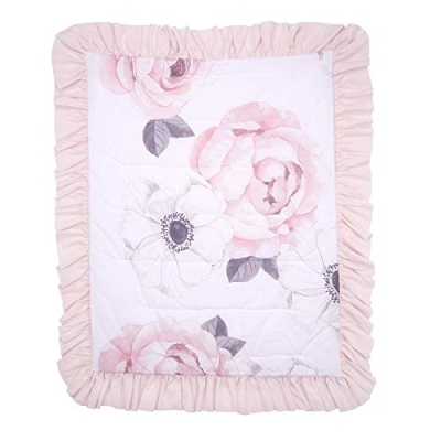 Blossom Dreams 5 Piece Crib Bedding Set, Watercolor Florals, Soft Pink Nursery, Cotton Sheet, 32.5cm 11 Product: Lambs & Ivy Floral Garden Watercolor/Pink Linen 5-Piece Baby Crib Bedding Set