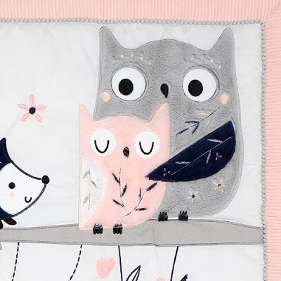 Lambs & Ivy Forever Friends 4 Piece Baby Nursery Crib Bedding Set, Woodland Fox Owl Hedgehog, Blue Pink 12 Product: Lambs & Ivy Forever Friends 4-Piece Nursery Crib Baby Bedding Set - Blue, Pink