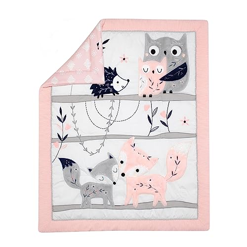 Lambs & Ivy Forever Friends 4 Piece Baby Nursery Crib Bedding Set, Woodland Fox Owl Hedgehog, Blue Pink 2 Product: Lambs & Ivy Forever Friends 4-Piece Nursery Crib Baby Bedding Set - Blue, Pink
