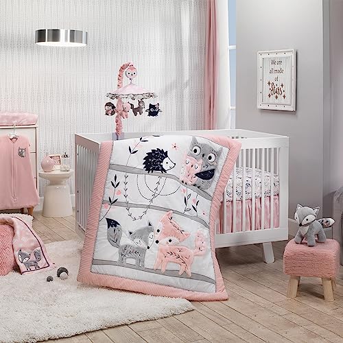 Lambs & Ivy Forever Friends 4-Piece Nursery Crib Baby Bedding Set - Blue, Pink - Crib Bedding Sets Product: Lambs & Ivy Forever Friends 4-Piece Nursery Crib Baby Bedding Set - Blue, Pink
