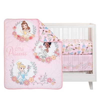 Disney Princess Crib Bedding Set, 3 Piece Comforter Fitted Sheet Skirt, Belle Tiana Cinderella, 20.5cm 13 Product: Lambs & Ivy (LAMCR) Disney Princesses Nursery Baby Crib Bedding Set, Pink, 3 Count