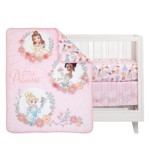 Disney Princess Crib Bedding Set, 3 Piece Comforter Fitted Sheet Skirt, Belle Tiana Cinderella, 20.5cm 3 Product: Lambs & Ivy (LAMCR) Disney Princesses Nursery Baby Crib Bedding Set, Pink, 3 Count