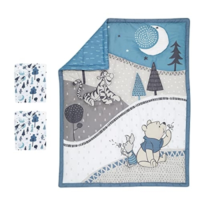 Winnie the Pooh Mini Crib Bedding Set, 3 Piece Blue Nursery Bundle, Comforter and 2 Sheets, 30 x 38 in, 24 x 38 in 15 Product: Lambs & Ivy (LAMCR) Forever Pooh 3-Piece Mini Crib Bedding Set, Blue (780020)