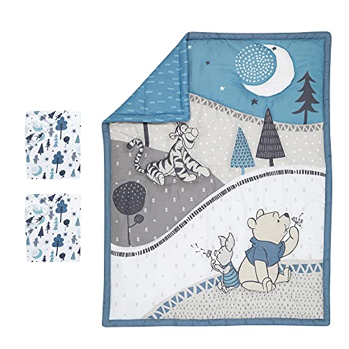 Winnie the Pooh Mini Crib Bedding Set, 3 Piece Blue Nursery Bundle, Comforter and 2 Sheets, 30 x 38 in, 24 x 38 in 7 Product: Lambs & Ivy (LAMCR) Forever Pooh 3-Piece Mini Crib Bedding Set, Blue (780020)