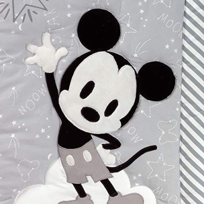 Product: Lambs & Ivy Mickey Mouse 4Piece Crib Bedding Set, Gray