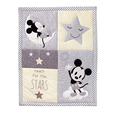 Product: Lambs & Ivy Mickey Mouse 4Piece Crib Bedding Set, Gray