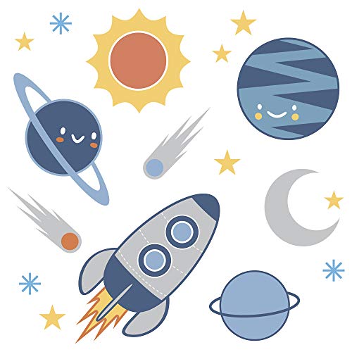 Lambs & Ivy Milky Way Space Galaxy Baby Nursery Crib Bedding Set, Blue Gray 4 Piece, 100% Cotton Sheet, Wall Decals 6 Product: Lambs & Ivy Milky Way Space Galaxy 4-Piece Baby Nursery Crib Bedding Set - Blue/Gray