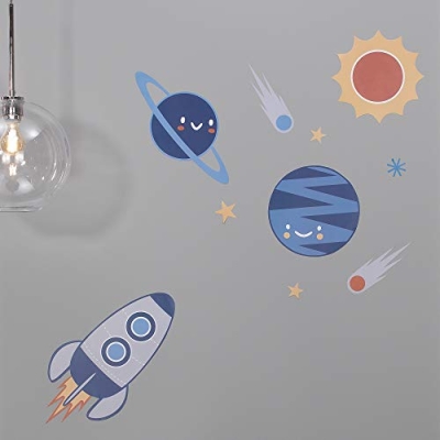 Lambs & Ivy Milky Way Space Galaxy Baby Nursery Crib Bedding Set, Blue Gray 4 Piece, 100% Cotton Sheet, Wall Decals 16 Product: Lambs & Ivy Milky Way Space Galaxy 4-Piece Baby Nursery Crib Bedding Set - Blue/Gray